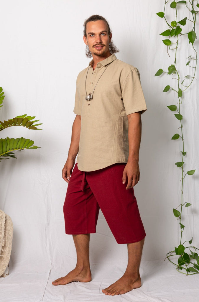 Kashi Samadhi Short Sleeve Shirt Linen Brown