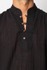 nehru collar short sleeve cotton shirt black Kashi