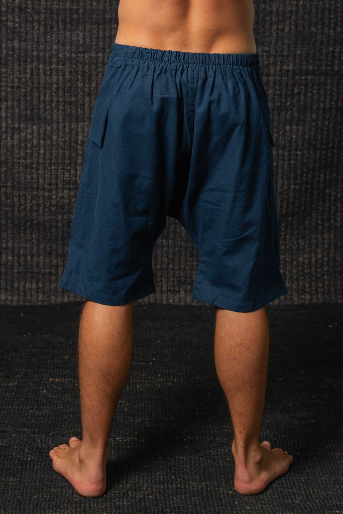 Kashi Hemp Organic Cotton Eclipse Drop Crotch Shorts Blue