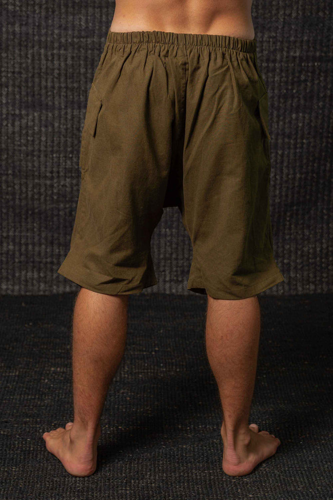 Kashi Hemp Organic Cotton Eclipse Drop Crotch Shorts Olive