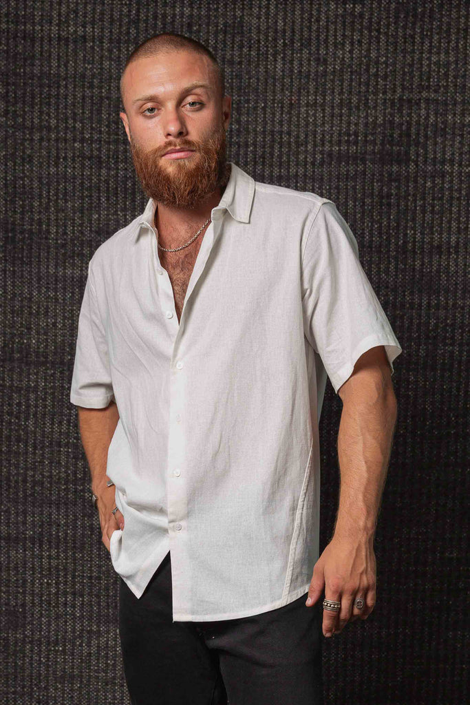Kashi Hemp Cotton Paradigm Short Sleeve Shirt White