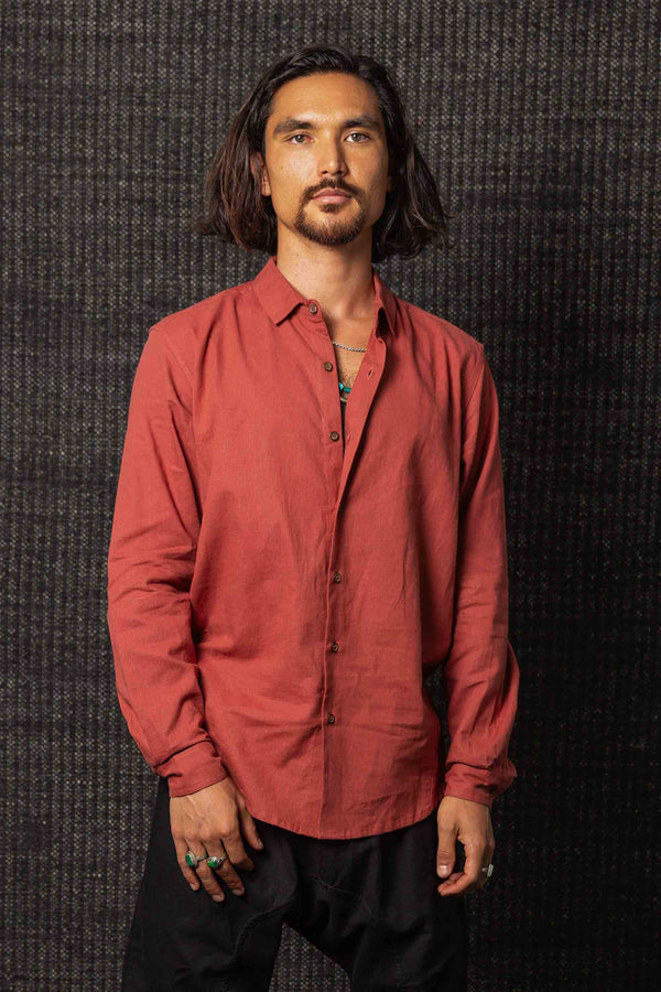 Kashi Hemp Cotton Paradigm Long Sleeve Shirt Persian Red