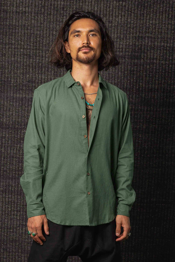 Kashi Hemp Cotton Paradigm Long Sleeve Shirt Sea Green