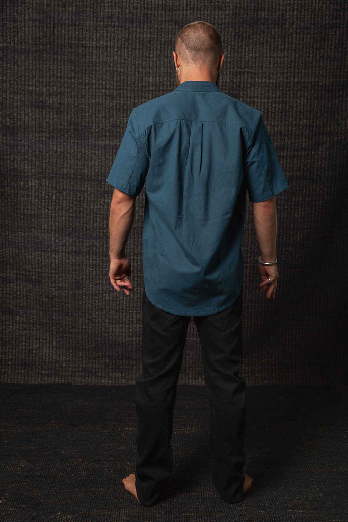Kashi Hemp Cotton Paradigm Short Sleeve Shirt Aegean Blue