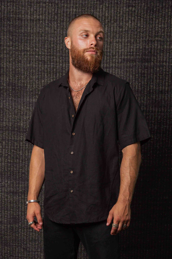 Kashi Hemp Cotton Paradigm Short Sleeve Shirt Black