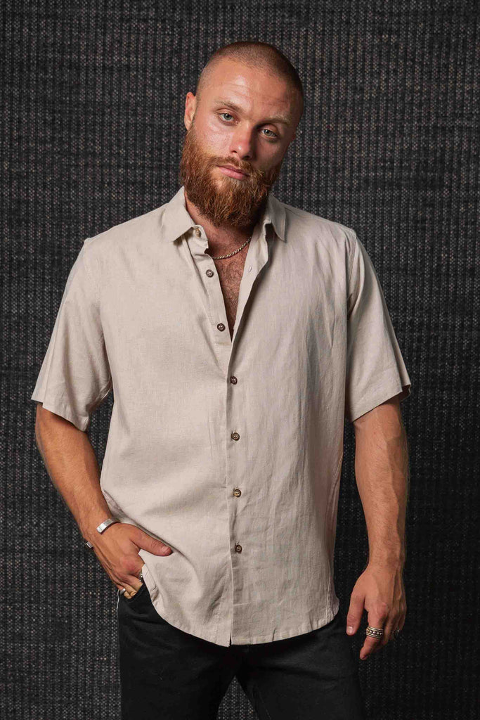 Kashi Hemp Cotton Paradigm Short Sleeve Shirt Bone