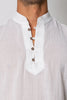 Nehru Collar Cotton Sleeveless Shirt Olive White