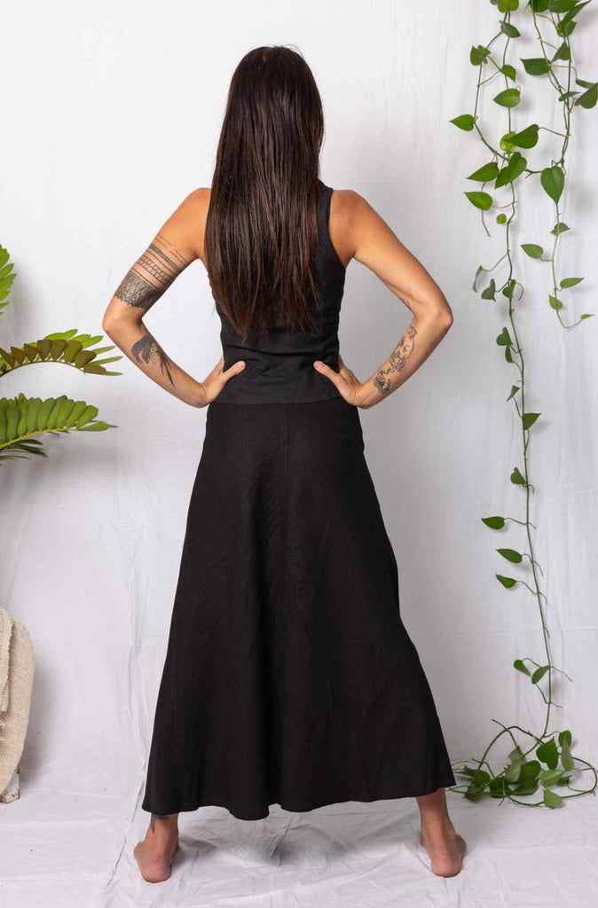kashi sattva warp hemp skirt black