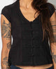 Kashi Chinese Button Cotton Blouse Black