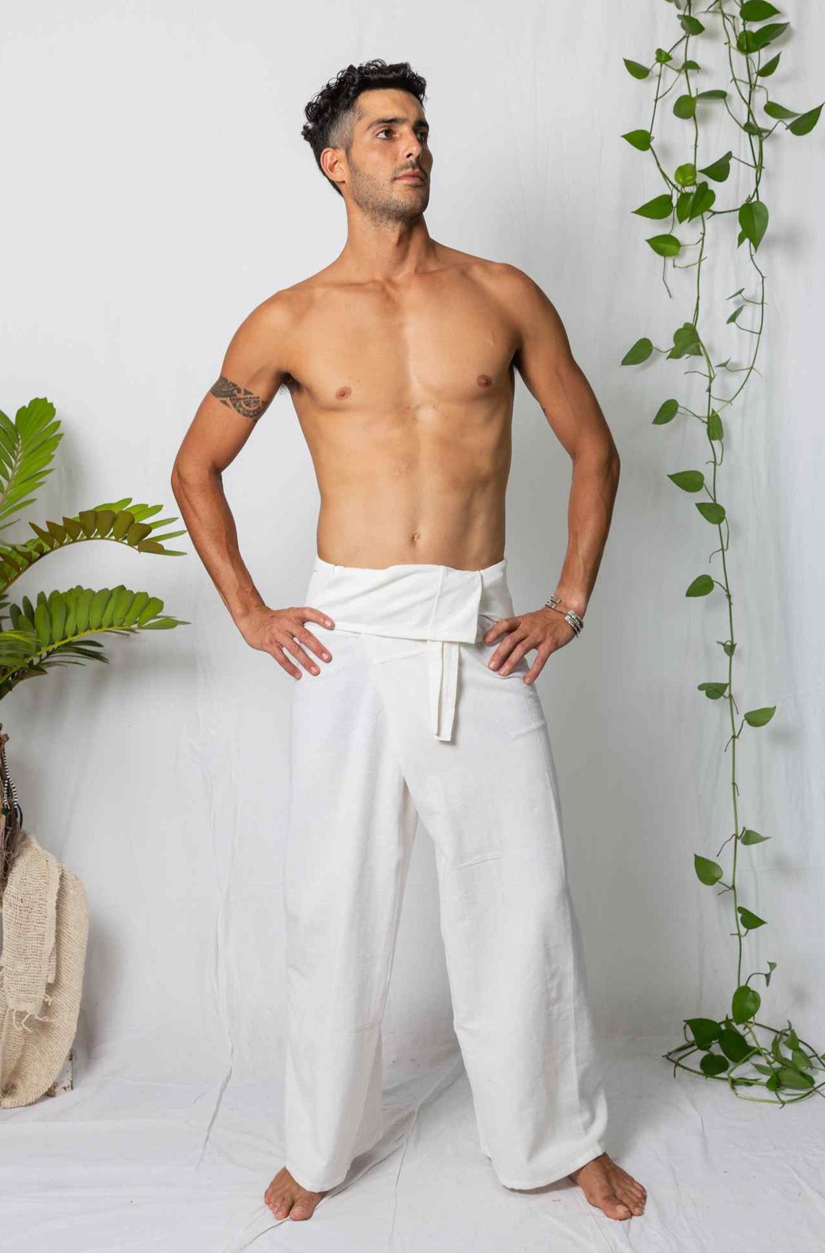 Brushed Cotton Fishermans Pants White