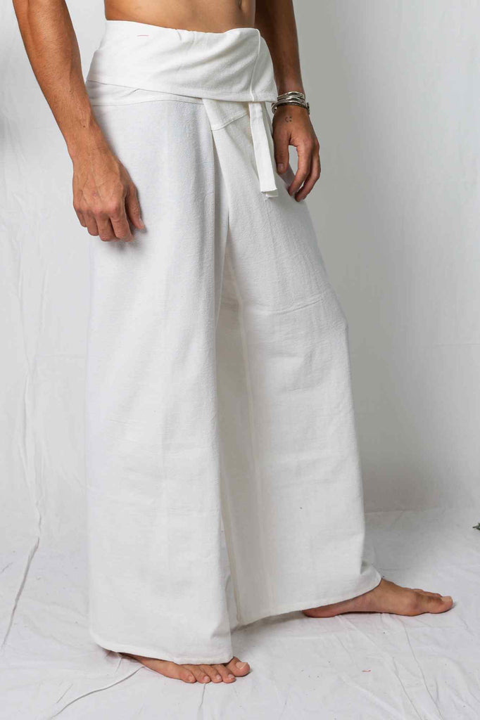 Kashi brushed cotton fishermans pants white