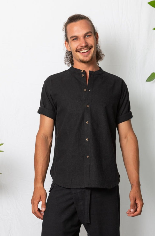 Kashi Mythology Roll Sleeve Shirt Black