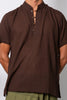 Nehru Collar Short Sleeve Shirt Dark Brown Kashi
