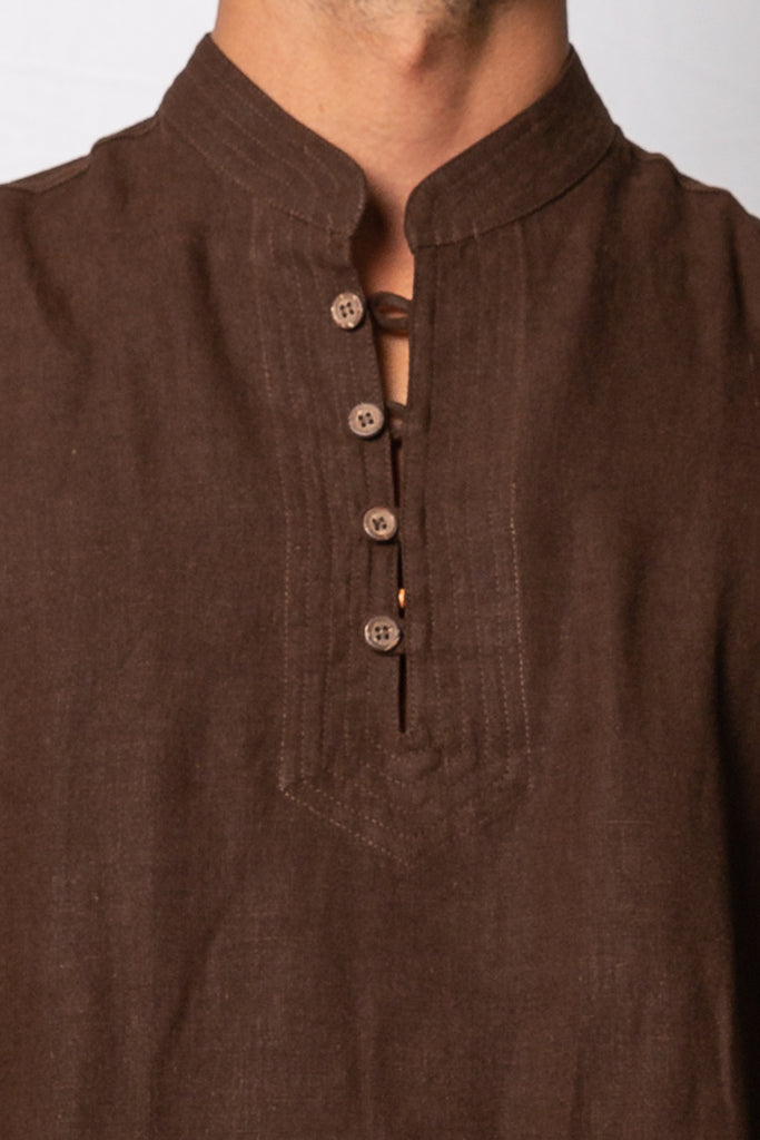 Kashi Hemp Short Sleeve Shirt Brown