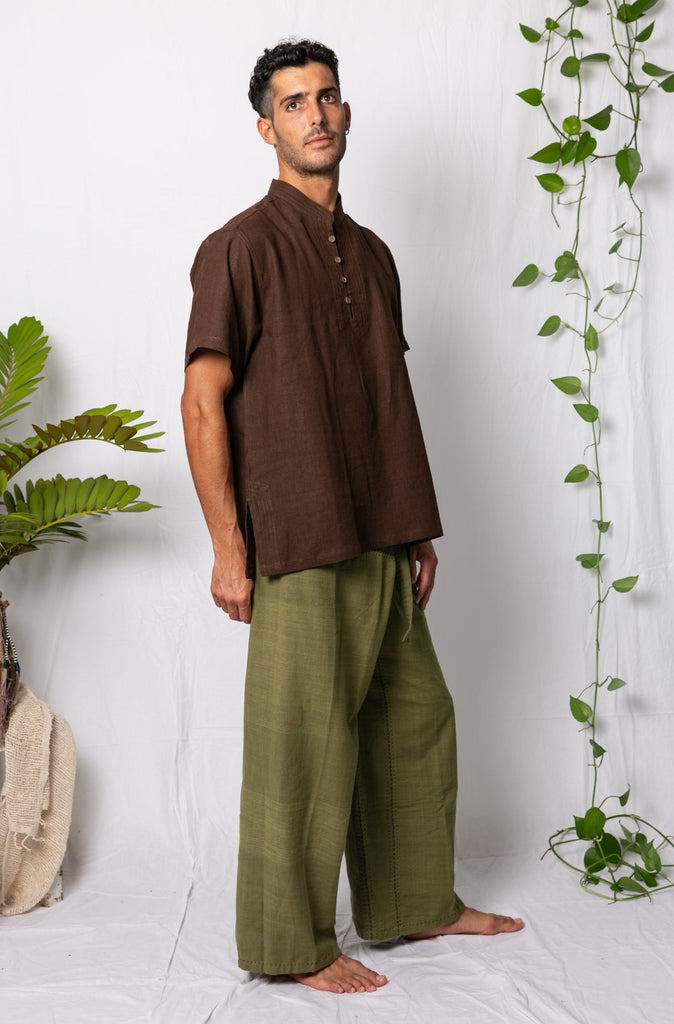 Kashi Hemp Short Sleeve Shirt Brown