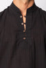 Nehru Collar Cotton Sleeveless Shirt Black