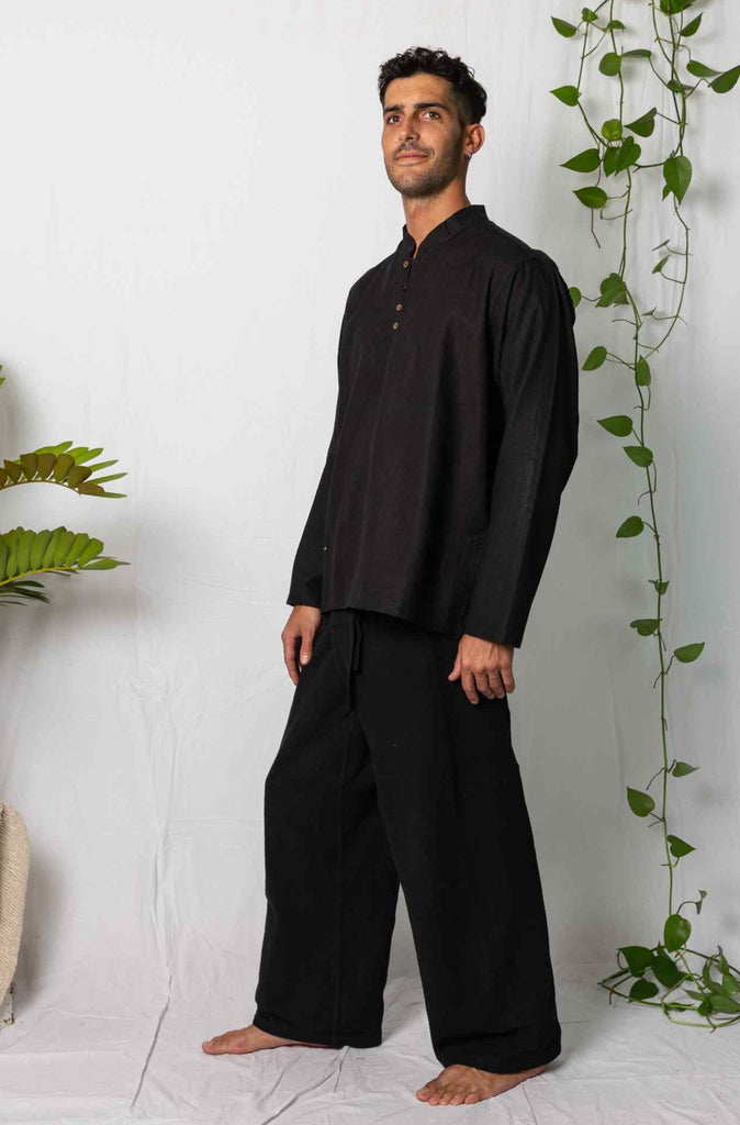 Kashi Hemp Long Sleeve Shirt Black