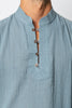 Kashi Nehru Collar Long Sleeve Shirt Steel Blue