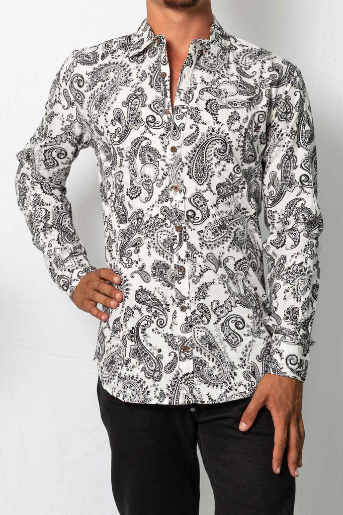 Kashi Bello Dress Shirt Black Paisley