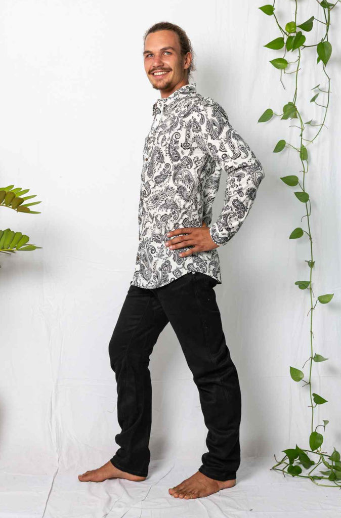 Kashi Bello Dress Shirt Black Paisley