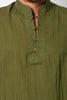 Nehru Collar Cotton Sleeveless Shirt Olive Green