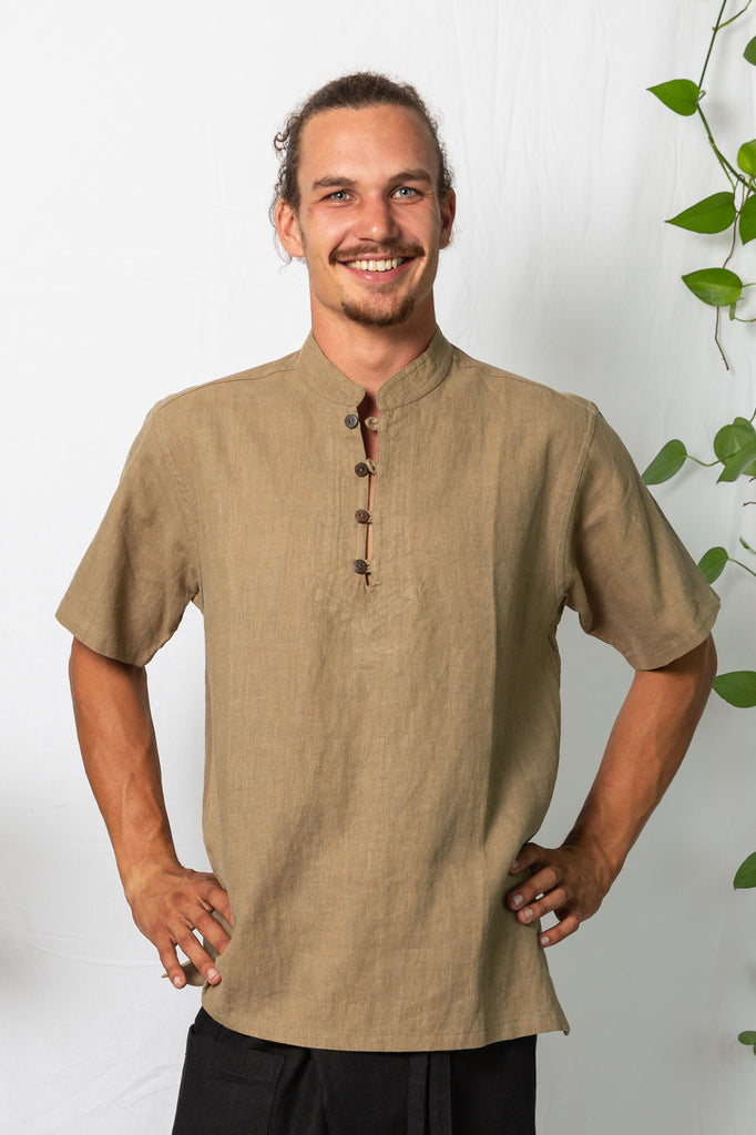 Kashi Hemp Short Sleeve Shirt Light Kahki