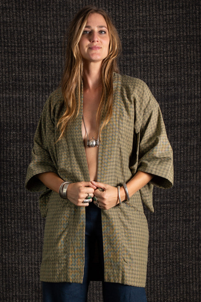 Basket Weave Kimono Gold