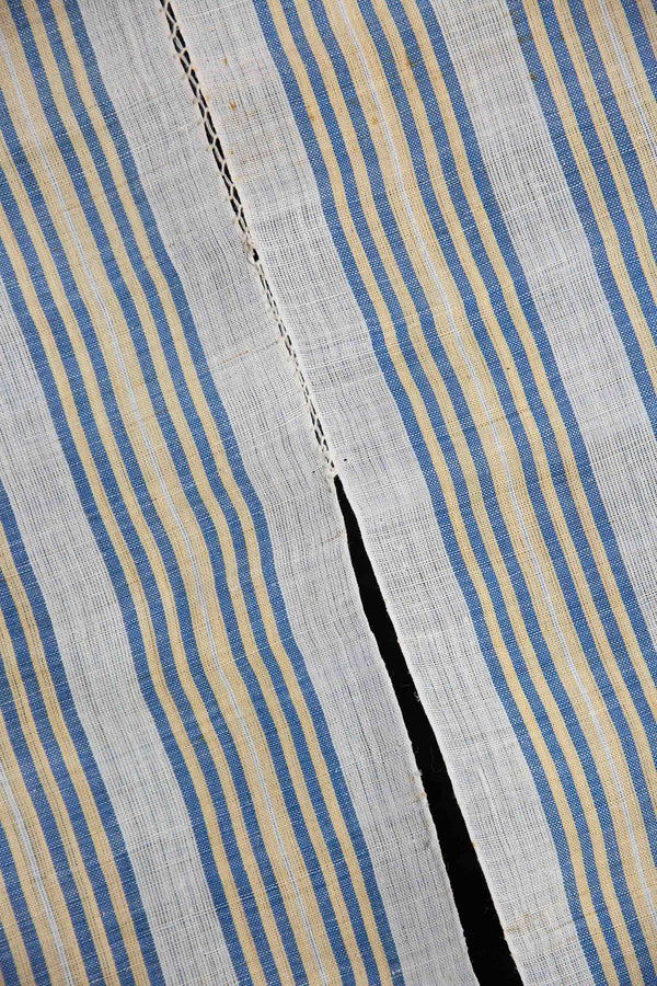 Hand Woven Hemp Noren - Blue & Yellow Stripe