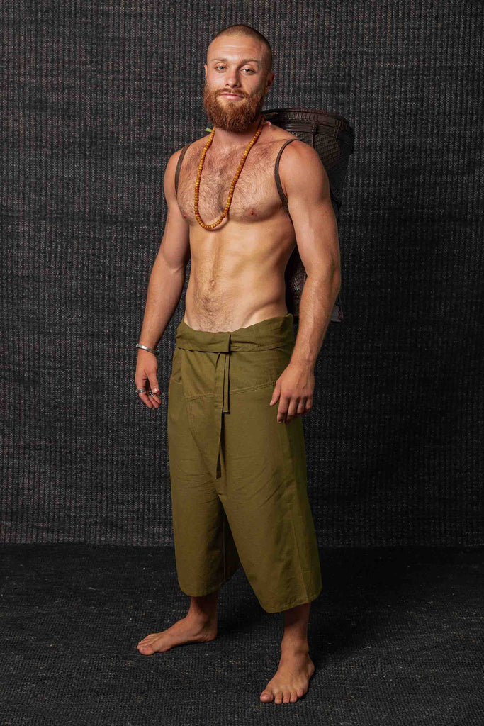 Kashi 3/4 Light Weight Cotton Fishermans Pants Olive