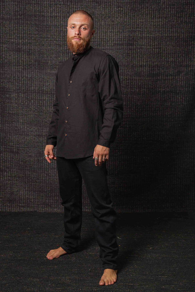 Kashi Hemp Cotton Dharma Long Sleeve Shirt Black