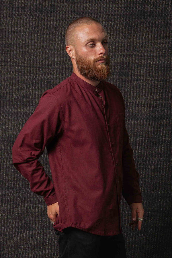 Kashi Hemp Cotton Dharma Long Sleeve Shirt Royal Maroon