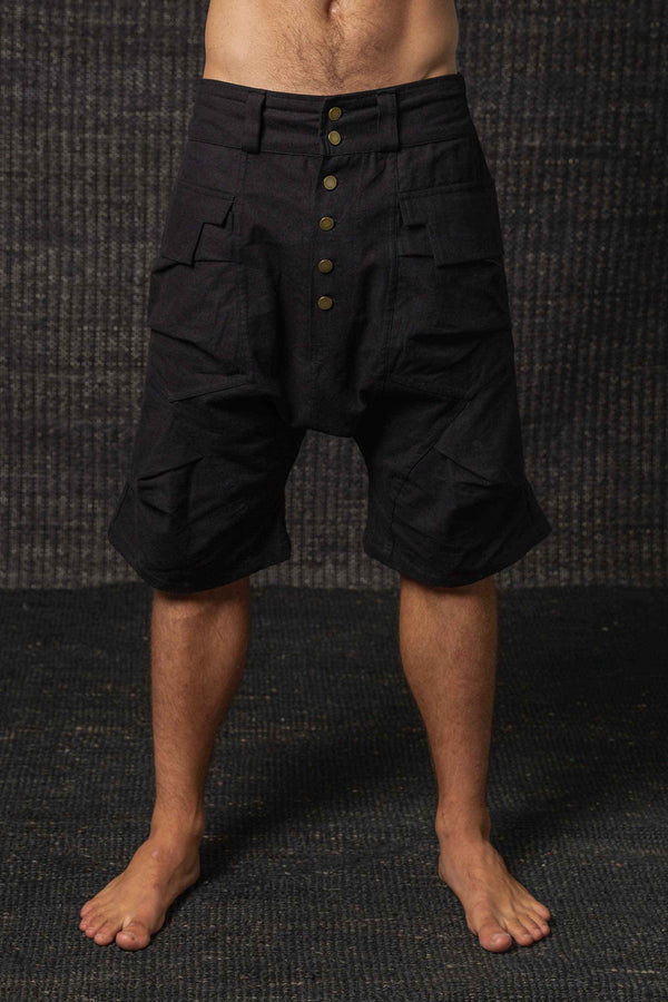 Kashi Hemp Organic Cotton Eclipse Drop Crotch Shorts Black