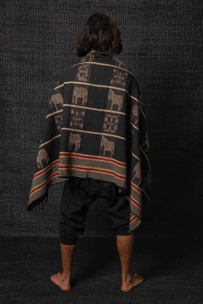 Naga Blanket & Shawl Black Motif