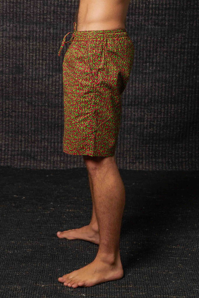 Kashi Cotton Island Vibe Shorts Batik Flower Psychoactive