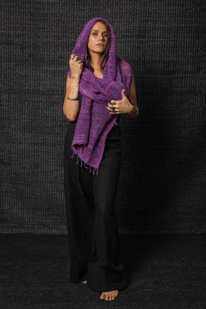 Kashi Loose Weave Cotton Violet Stripe