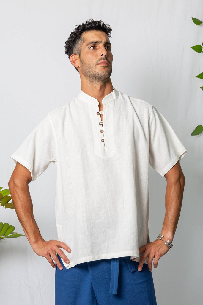 Kashi Hemp Short Sleeve Shirt white