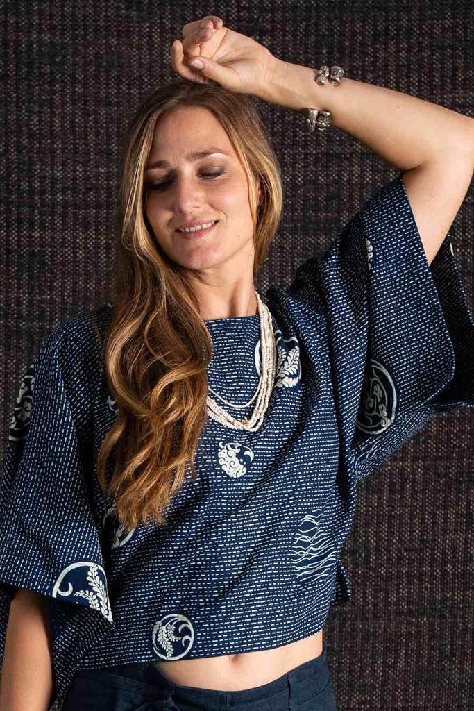 Kimono Top Blue Wave