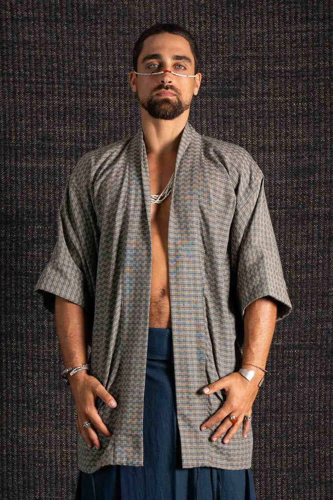 Basket Weave Kimono Blue
