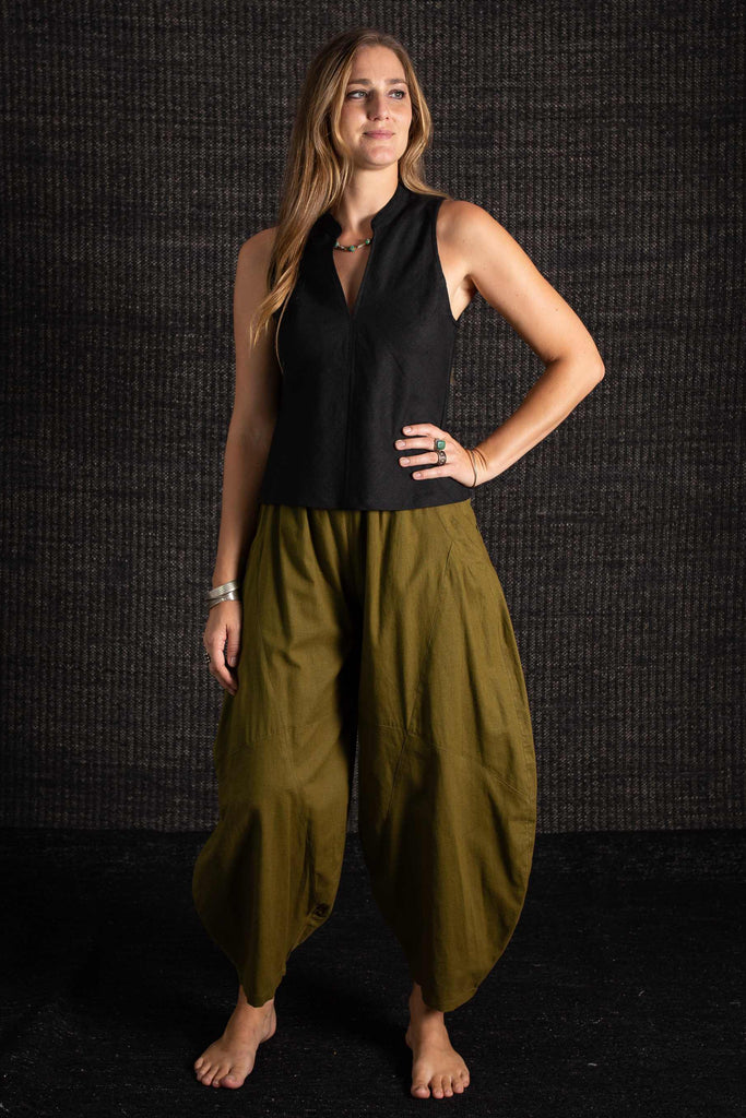 The Ganga Barrel Pants Green