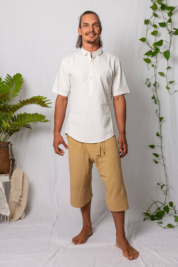 Kashi Samadhi Short Sleeve Shirt organic cooton hemp white