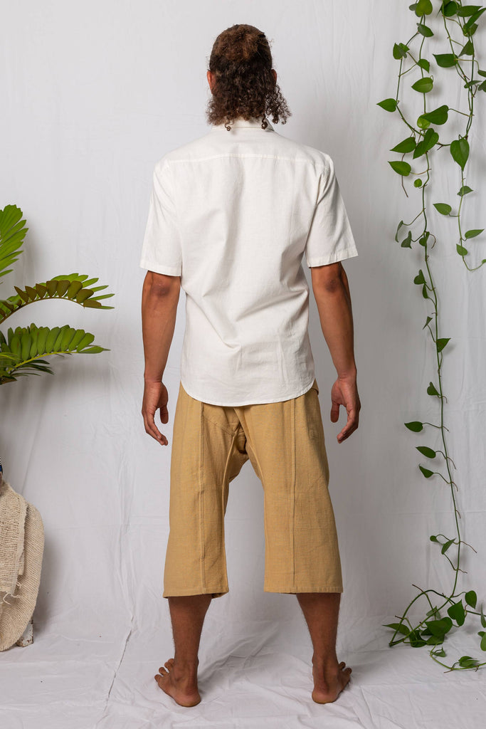 Kashi Samadhi Short Sleeve Shirt organic cooton hemp white