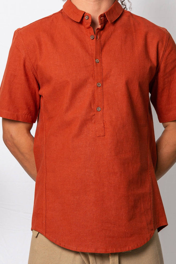Kashi Samadhi Short Sleeve Shirt organic cooton hemp ochre