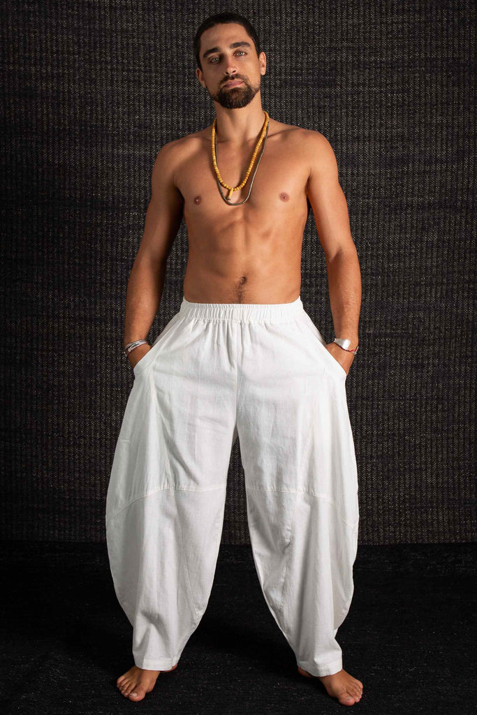 The Ganga Barrel Pants White