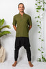 Nehru Collar Short Sleeve Shirt Olive Green