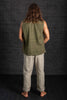 Bhakti Hand Stitched Sleeveless Shirt Olive