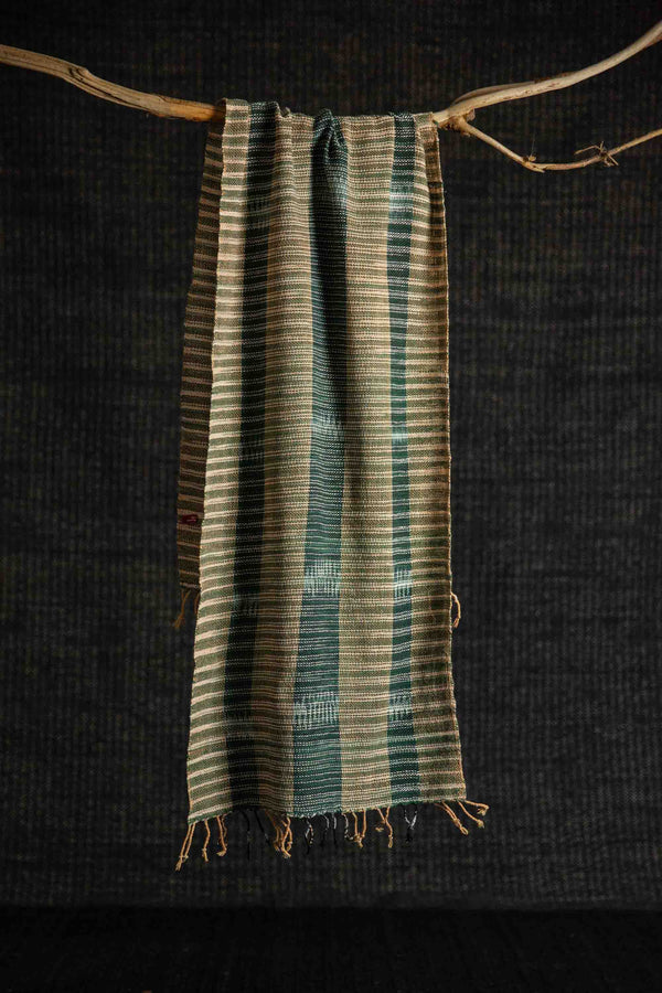 Cotton Scarf Teal & Sand Stripe