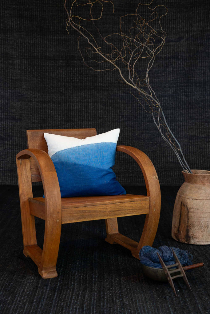 Indigo Dip Dyed Cushion - Calm