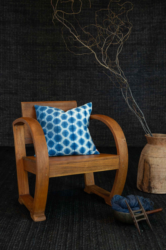 Indigo Shibori Cushion - Hive Small