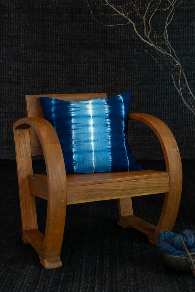 Indigo Shibori Cushion - Waterfall