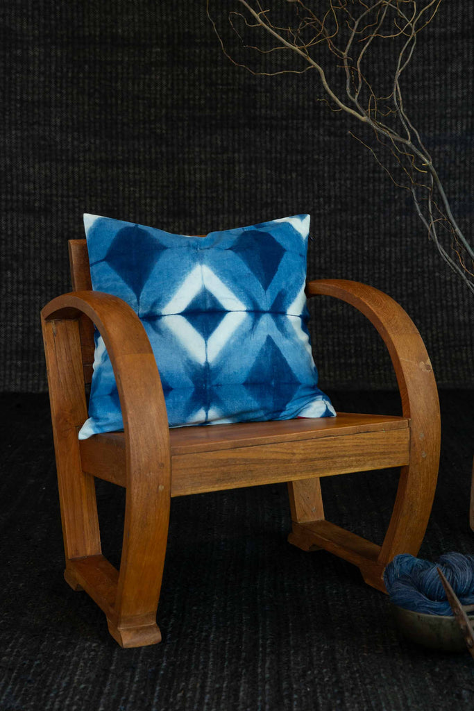 Indigo Shibori Cushion - Diamond